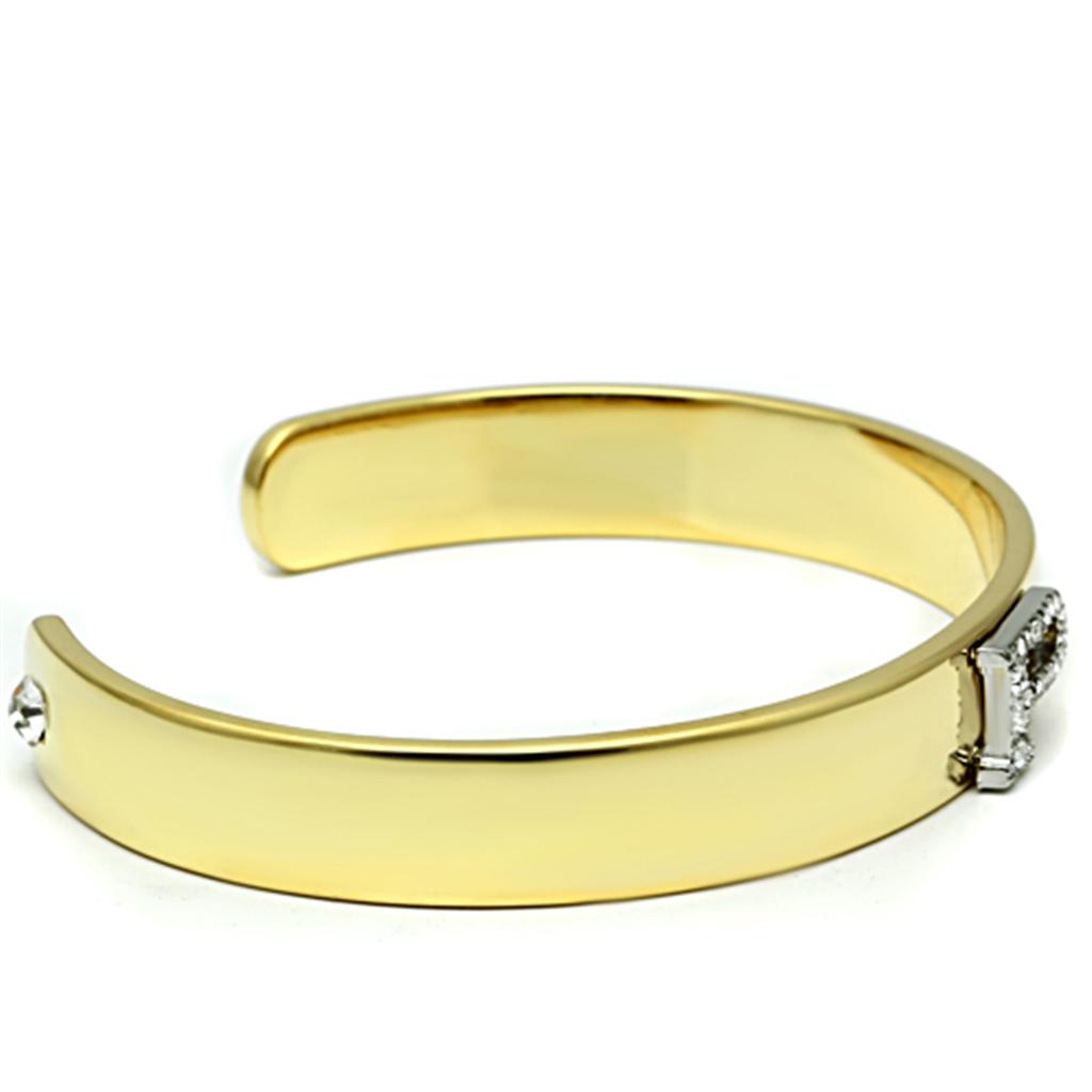 MALO2585 - Gold+Rhodium White Metal Bangle with Top Grade Crystal in Clear