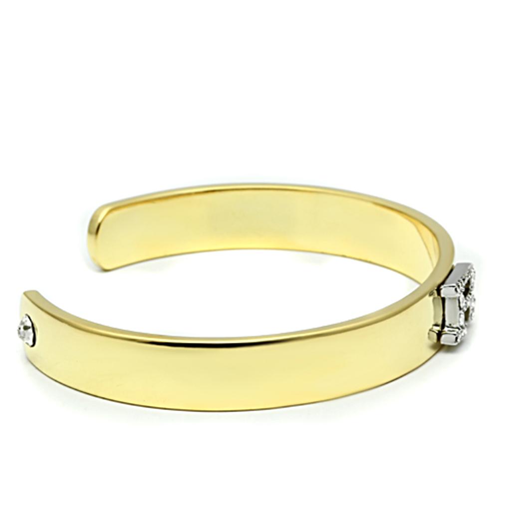 MALO2587 - Gold+Rhodium White Metal Bangle with Top Grade Crystal in Clear