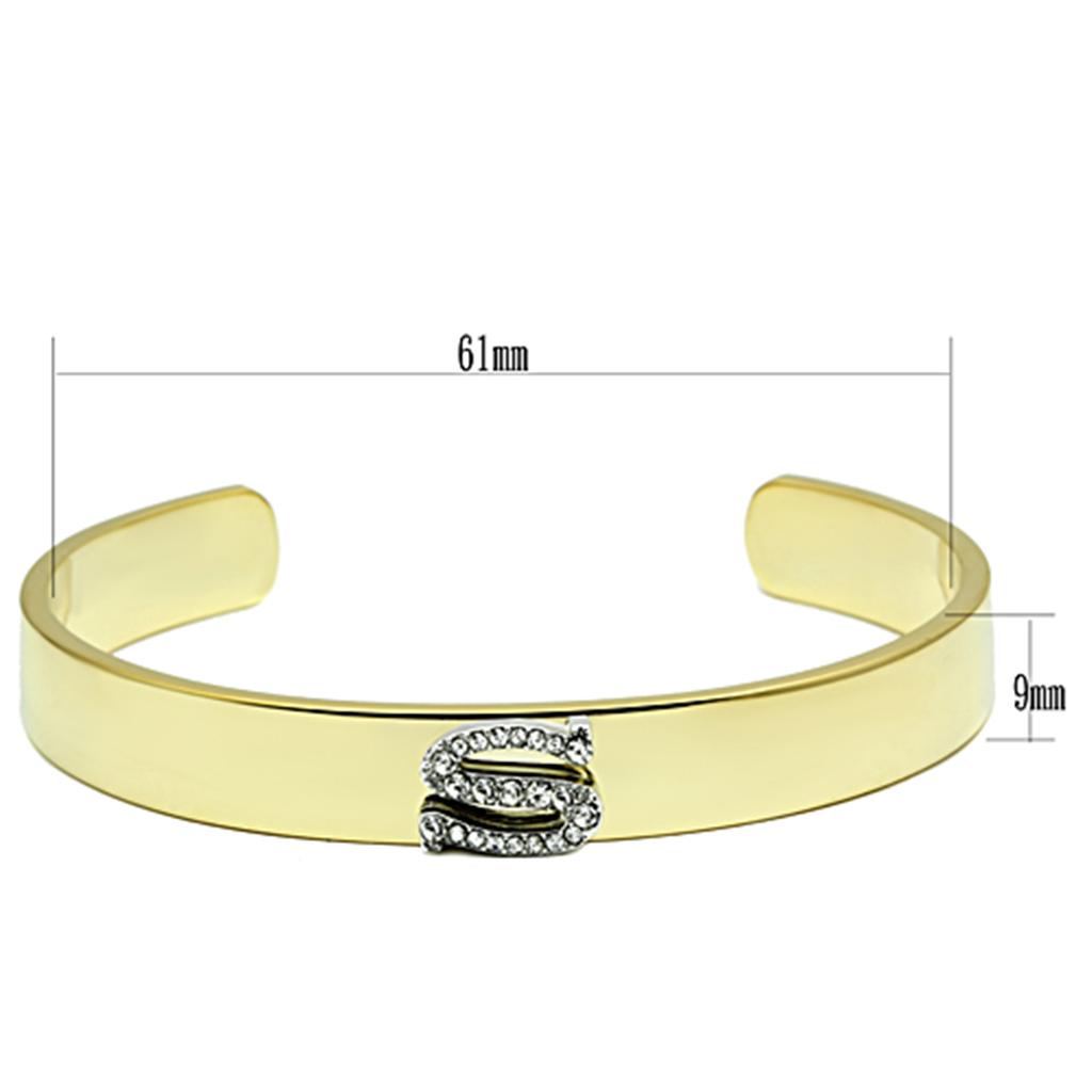 MALO2588 - Gold+Rhodium White Metal Bangle with Top Grade Crystal in Clear