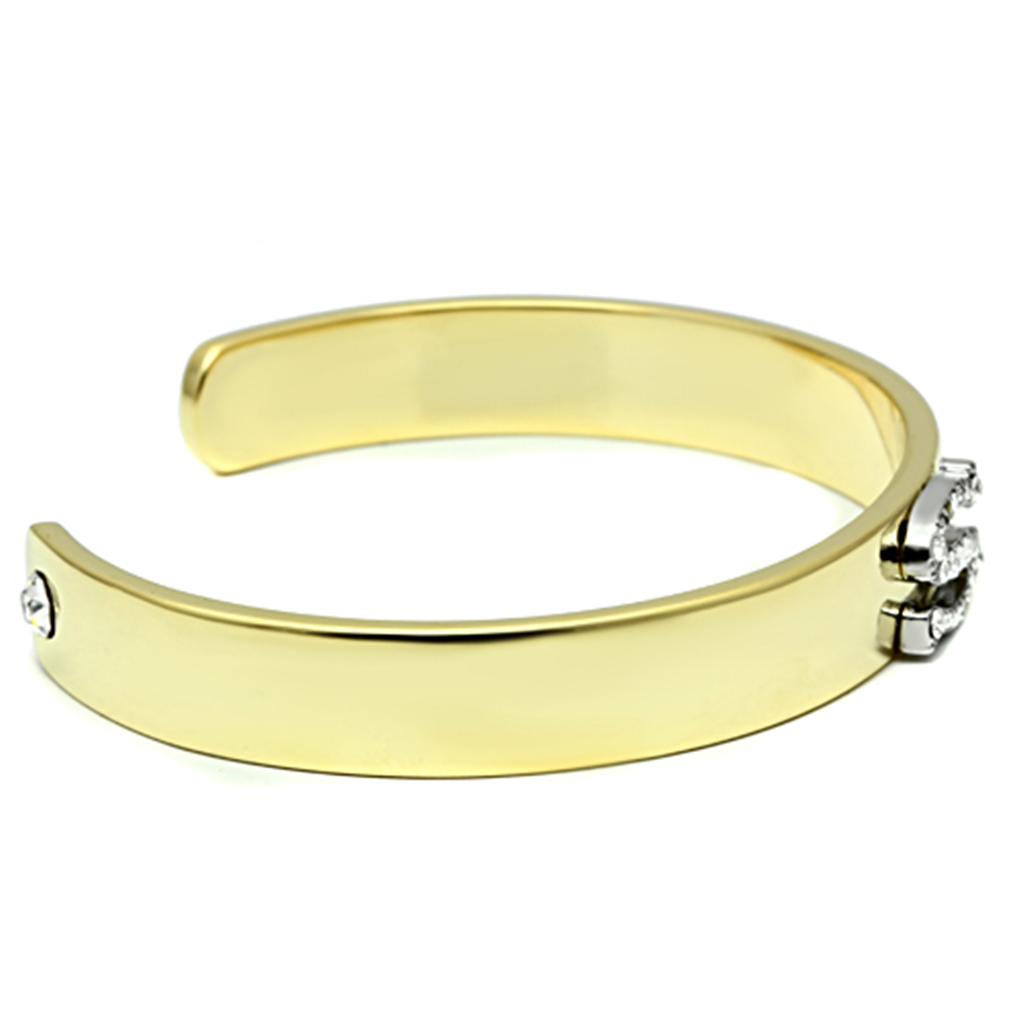 MALO2588 - Gold+Rhodium White Metal Bangle with Top Grade Crystal in Clear