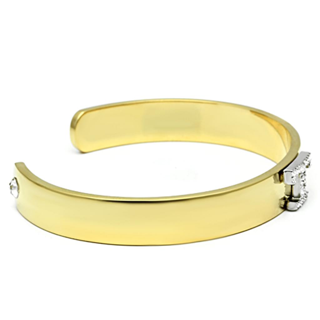 MALO2589 - Gold+Rhodium White Metal Bangle with Top Grade Crystal in Clear
