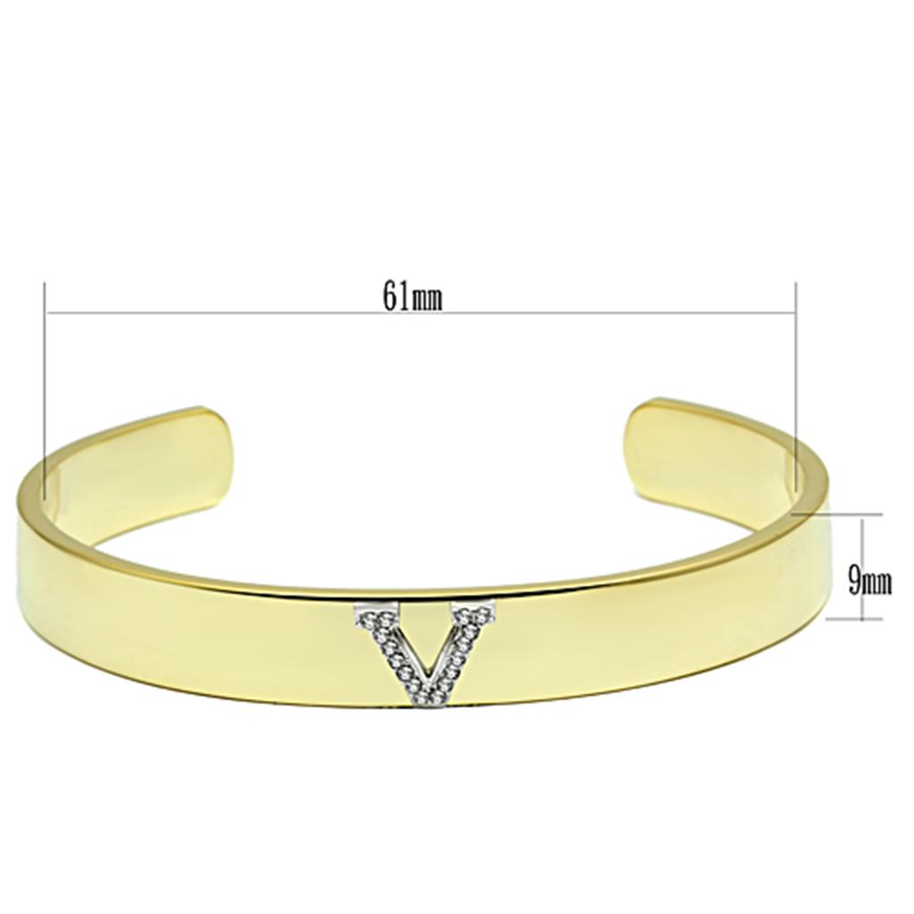 MALO2591 - Gold+Rhodium White Metal Bangle with Top Grade Crystal in Clear