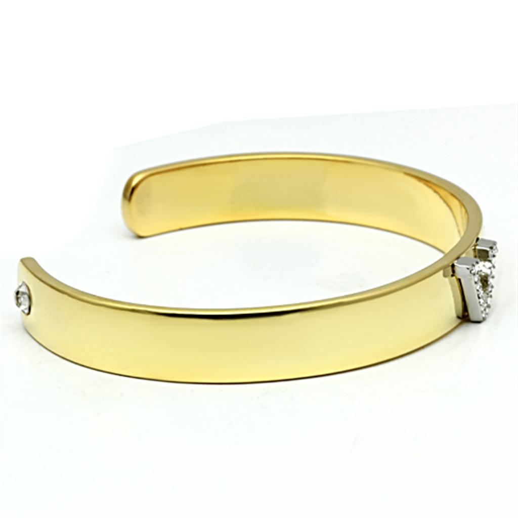MALO2591 - Gold+Rhodium White Metal Bangle with Top Grade Crystal in Clear