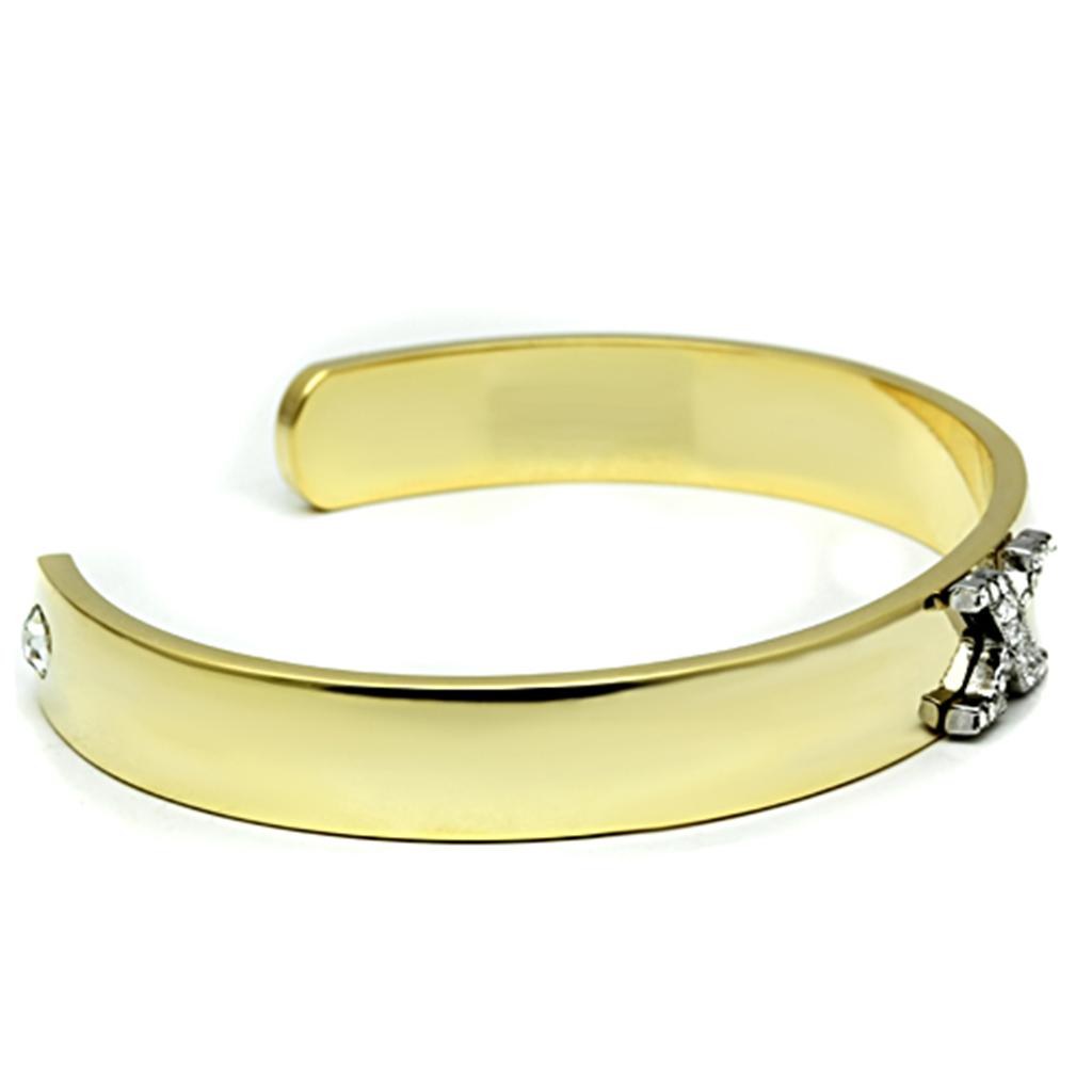 MALO2593 - Gold+Rhodium White Metal Bangle with Top Grade Crystal in Clear
