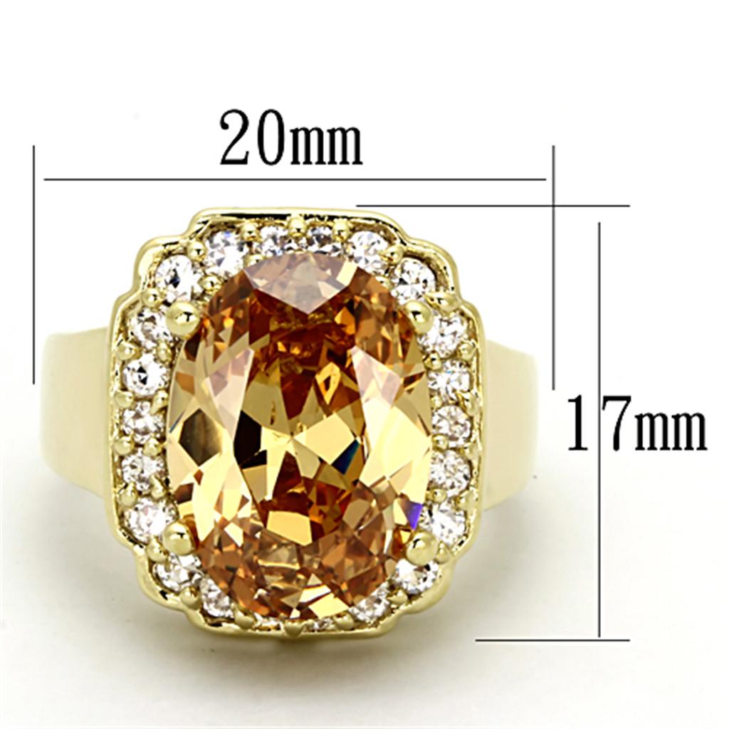 MALO2955 - Gold Brass Ring with AAA Grade CZ in Topaz