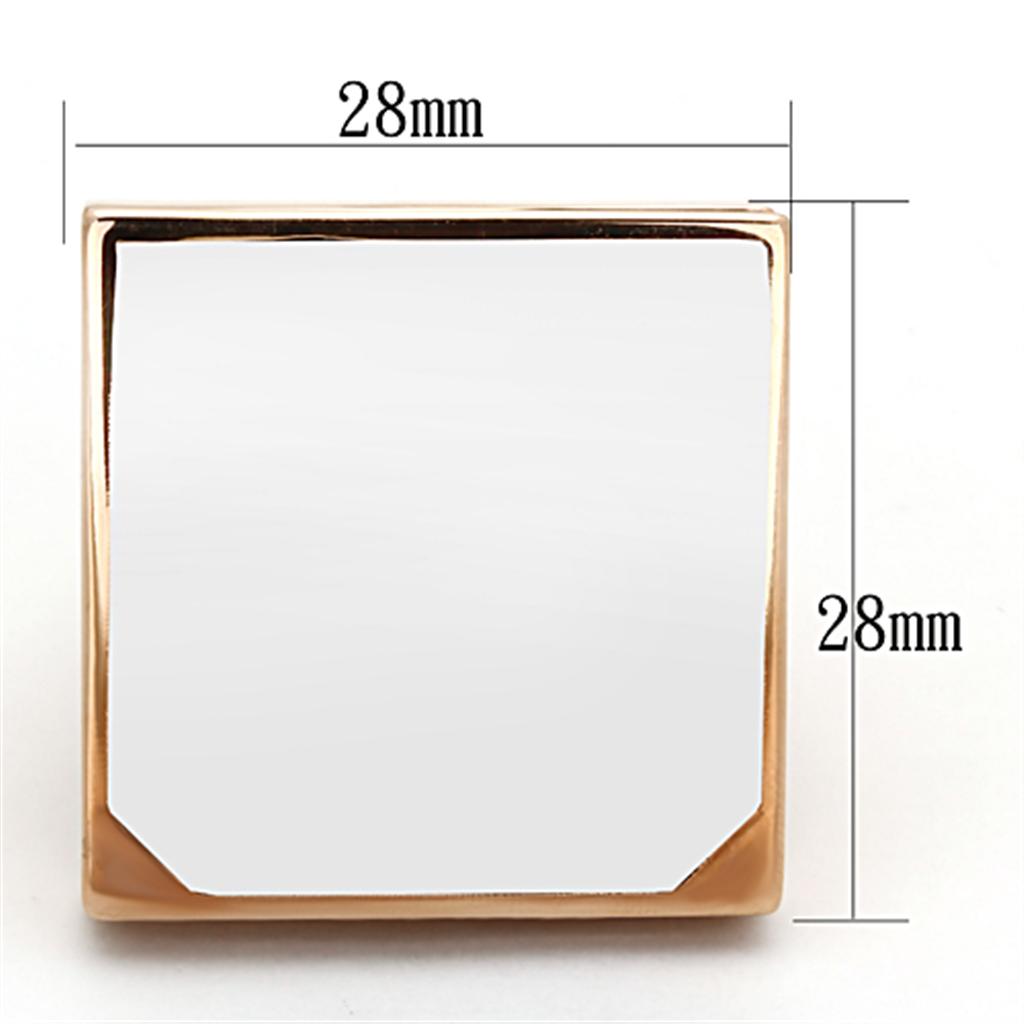 MALO2971 - Rose Gold Brass Ring with Synthetic Synthetic Glass in Clear