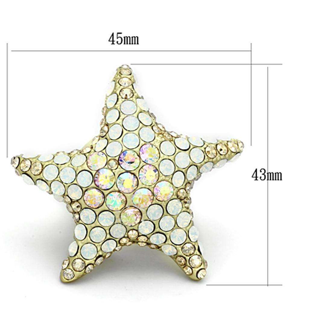 MALO2973 - Matte Gold Brass Ring with Top Grade Crystal in Multi Color