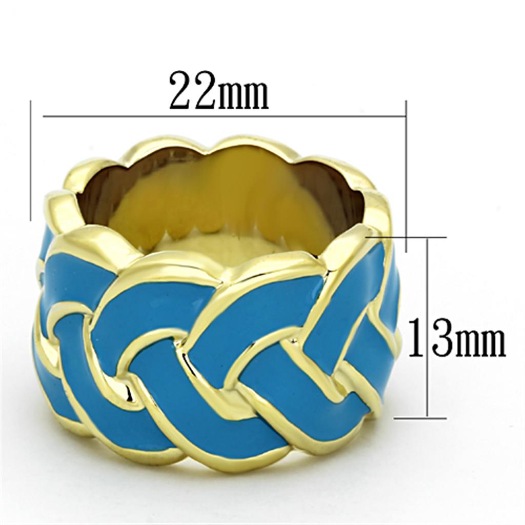 MALO3010 - Gold Brass Ring with Epoxy in Sea Blue