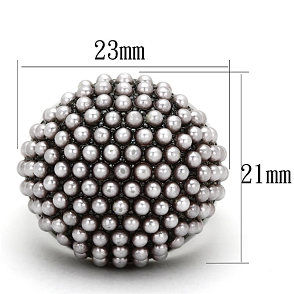 MALO3019 - TIN Cobalt Black Brass Ring with Synthetic Pearl in Light Amethyst