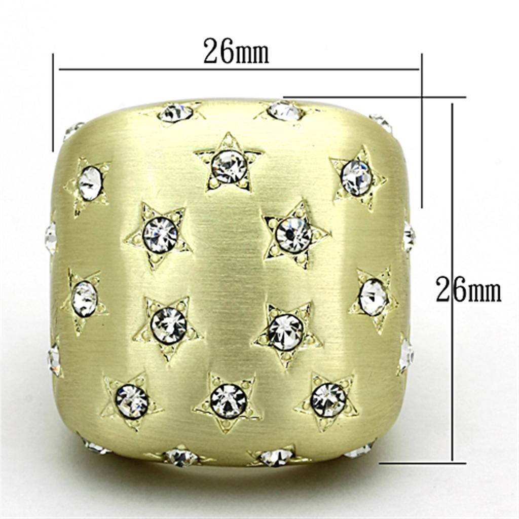 MALO3037 - Gold & Brush Brass Ring with Top Grade Crystal in Clear