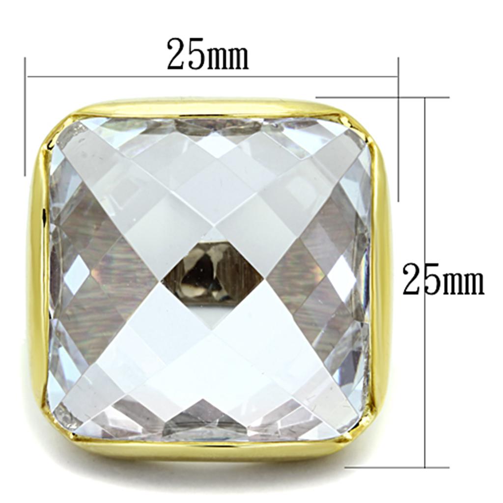 MALO3047 - Gold Brass Ring with AAA Grade CZ in Clear