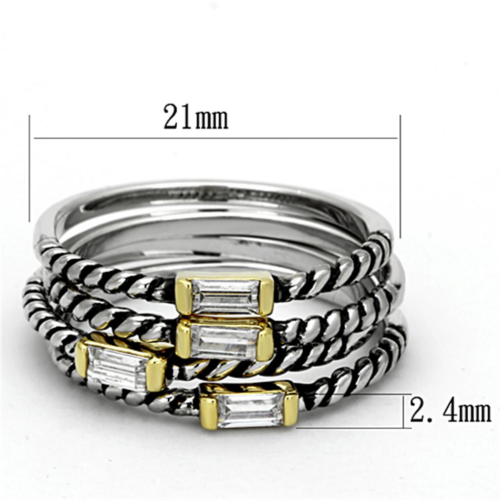 MALO3060 - Reverse Two-Tone Brass Ring with Top Grade Crystal in Clear
