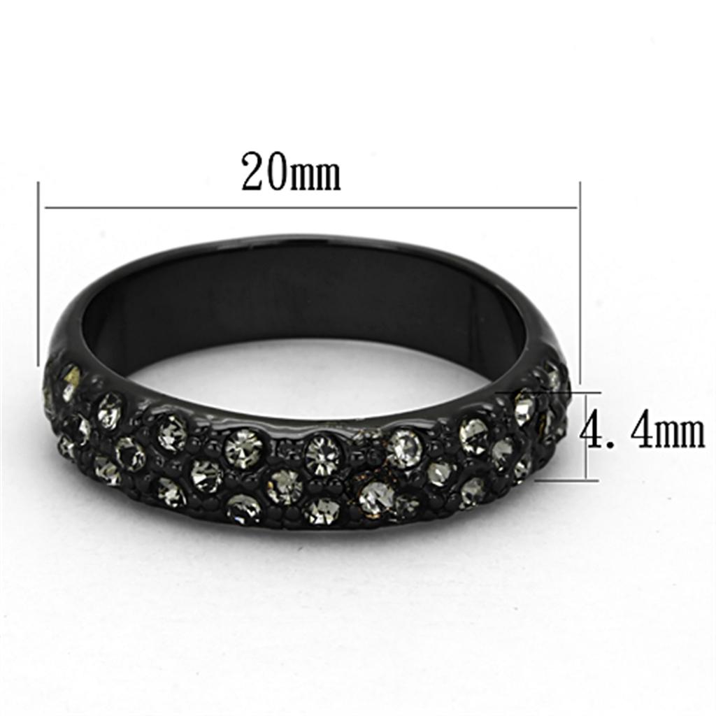 MALO3064 - TIN Cobalt Black Brass Ring with Top Grade Crystal in Black Diamond