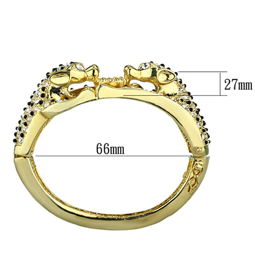 MALO3083 - Gold Brass Bangle with Top Grade Crystal in Clear
