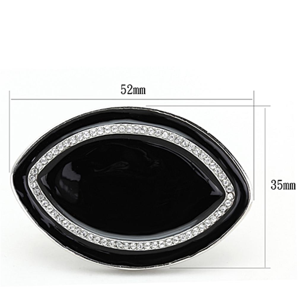 MALO3217 - Rhodium Brass Ring with Top Grade Crystal in Clear