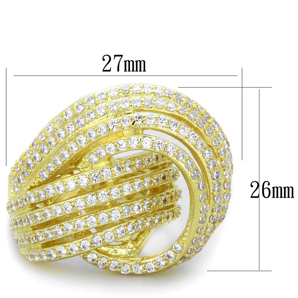 MALO3222 Gold Brass Ring with AAA Grade CZ in Clear