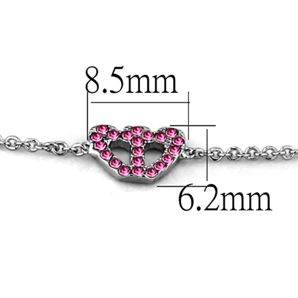 MALO3229 - Rhodium Brass Bracelet with Top Grade Crystal in Rose