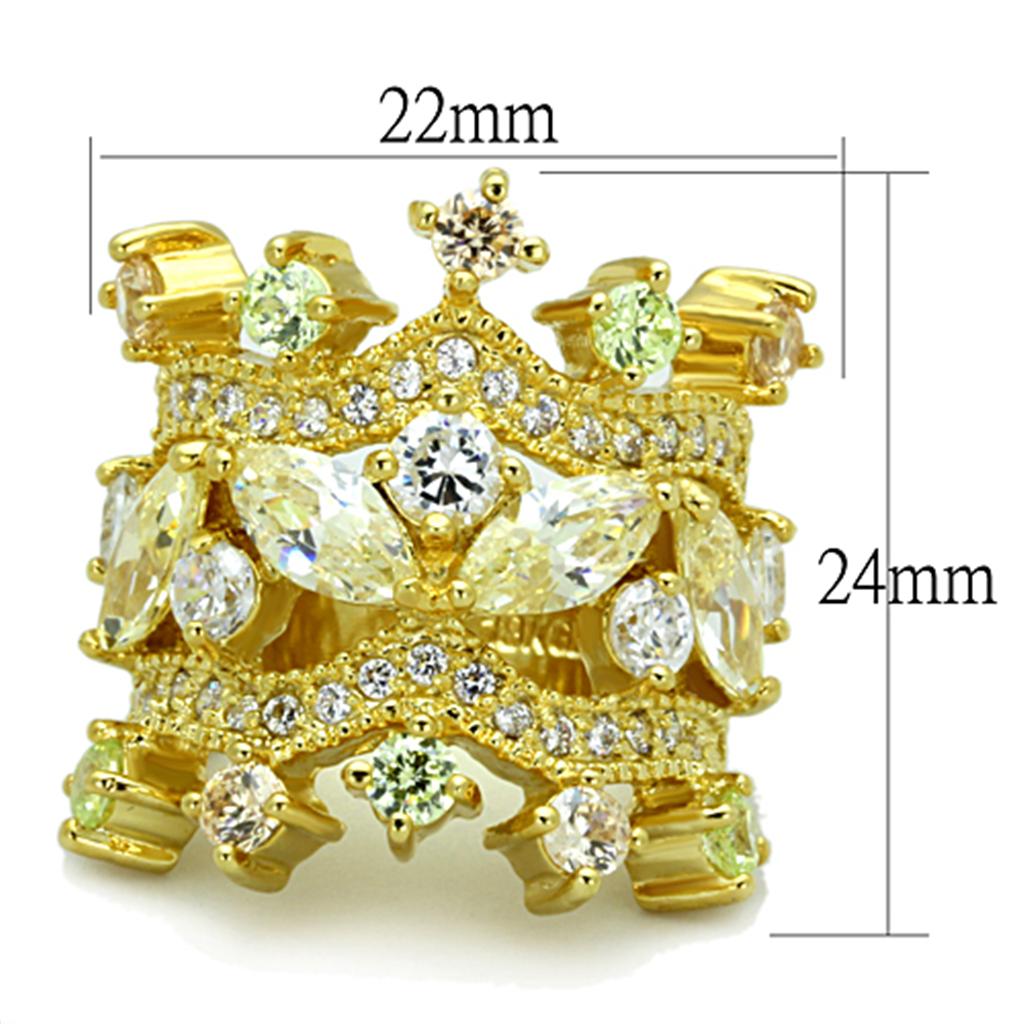 MALO3247 - Gold Brass Ring with AAA Grade CZ in Clear