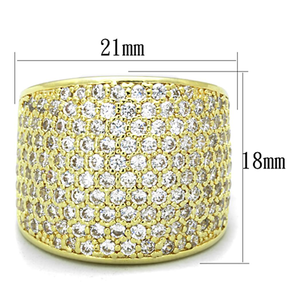 MALO3284 - Gold Brass Ring with AAA Grade CZ in Clear