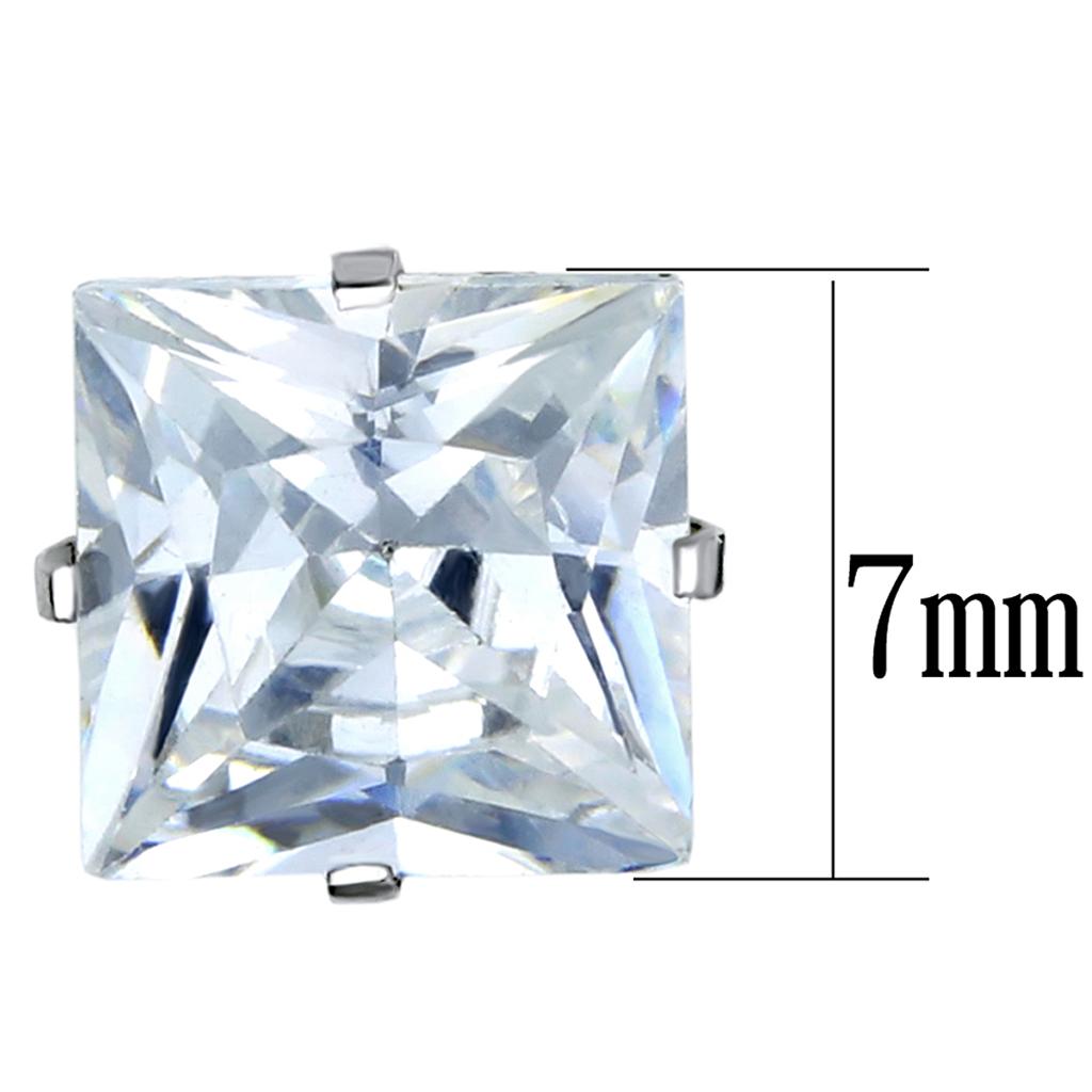 MALO3315 - High polished (no plating) Stainless Steel Earrings with AAA Grade CZ in Clear