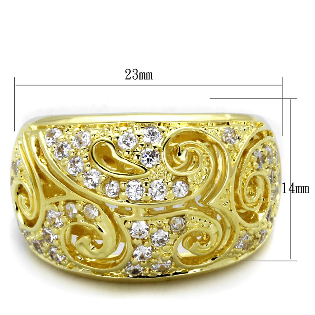 MALO3342 - Gold Brass Ring with AAA Grade CZ in Clear