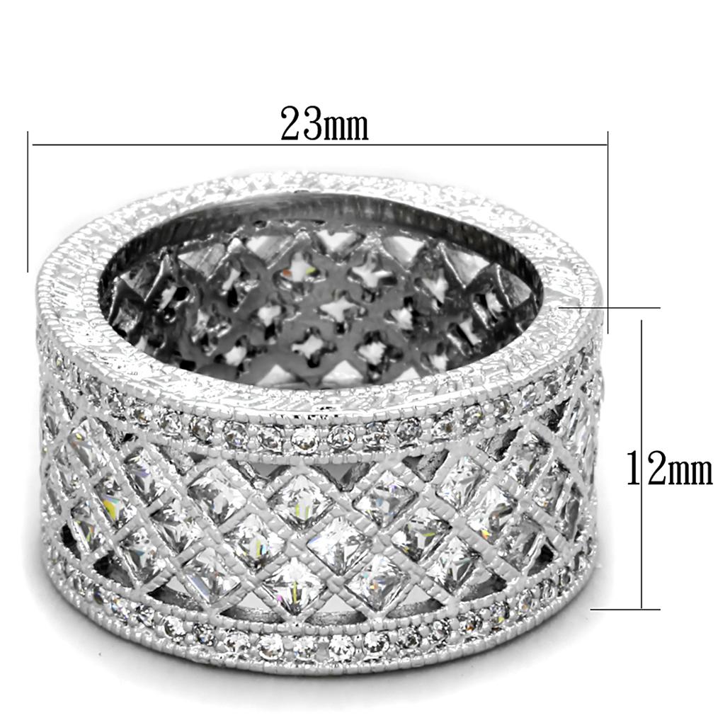 MALO3350 - Rhodium Brass Ring with AAA Grade CZ in Clear