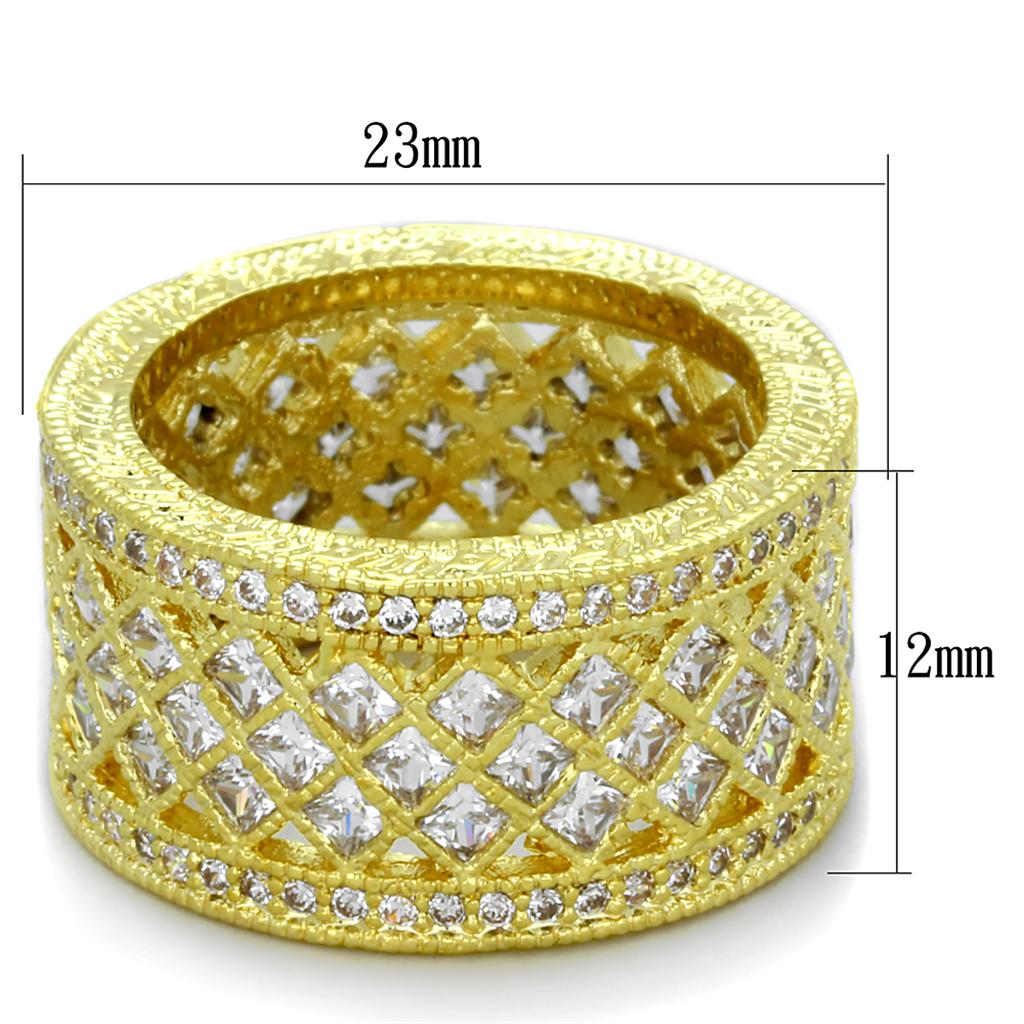 MALO3351 - Gold Brass Ring with AAA Grade CZ in Clear