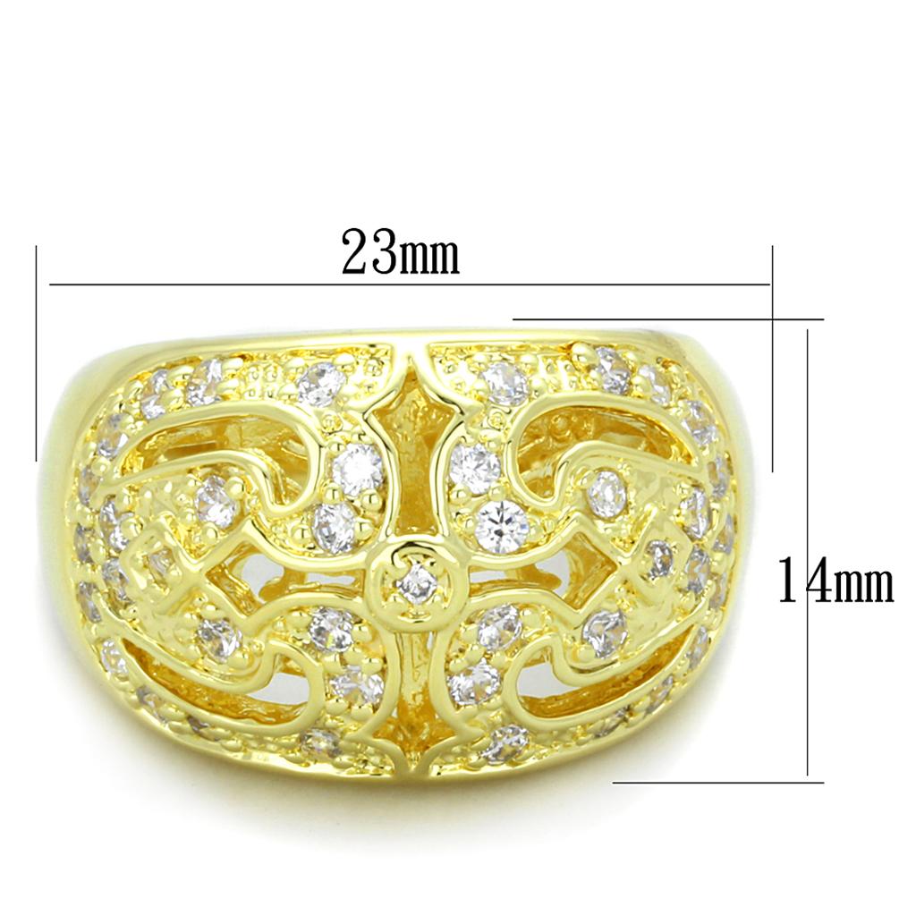 MALO3361 - Gold Brass Ring with AAA Grade CZ in Clear