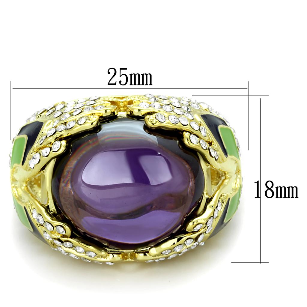 MALO3367 - Gold Brass Ring with AAA Grade CZ in Amethyst
