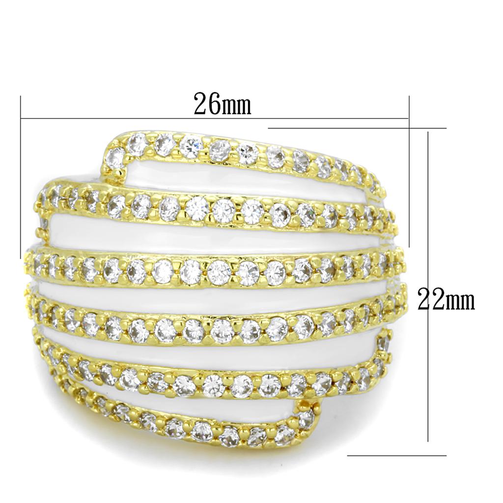 MALO3368 - Gold Brass Ring with AAA Grade CZ in Clear