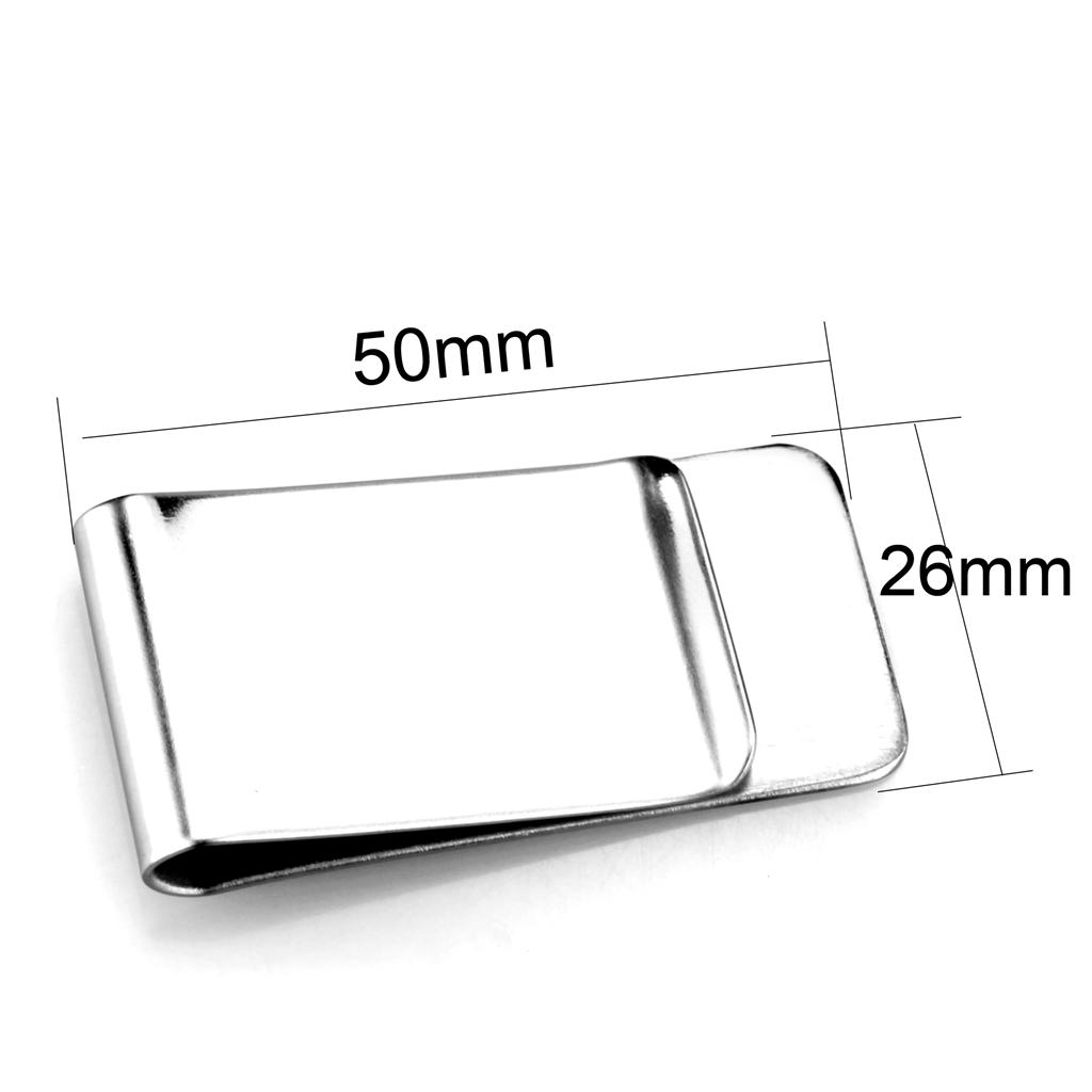 MALO3380 - High polished (no plating) Stainless Steel Money clip with No Stone