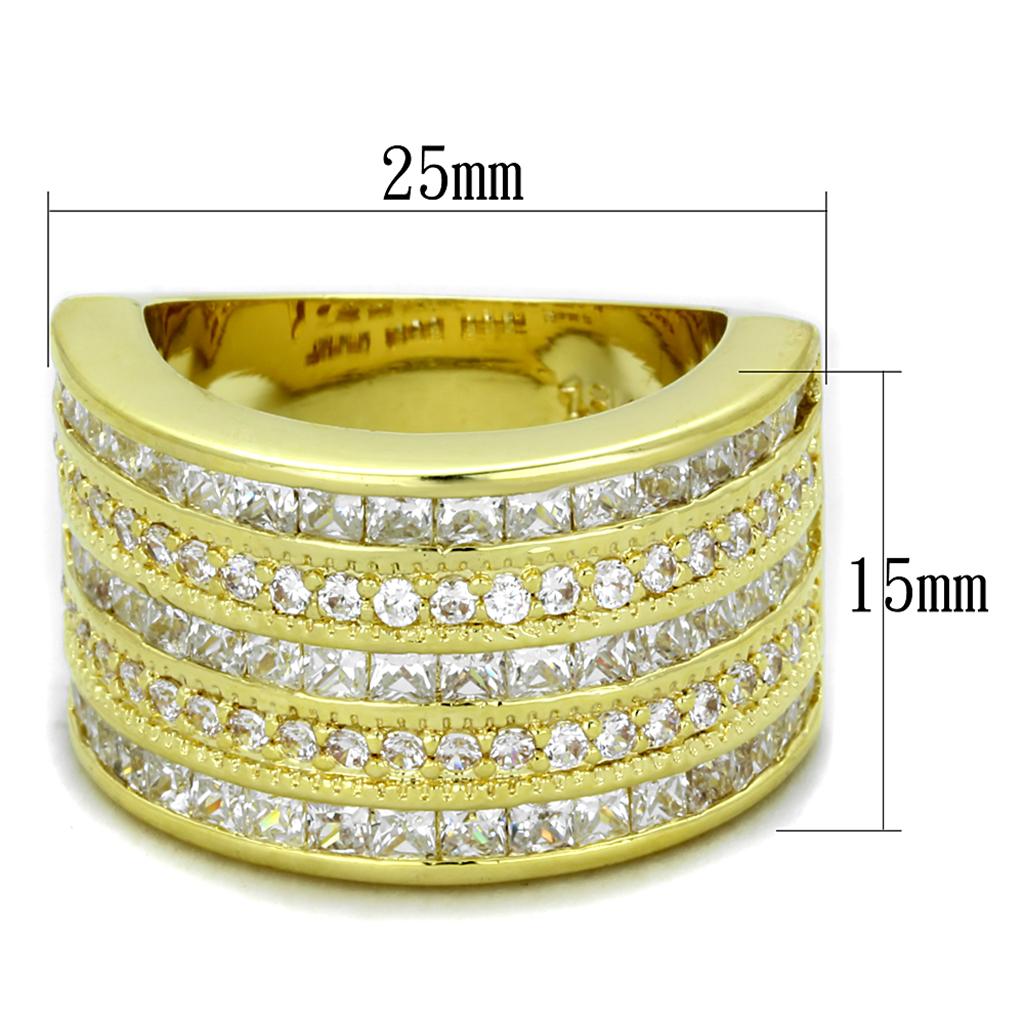 MALO3395 - Gold Brass Ring with AAA Grade CZ in Clear