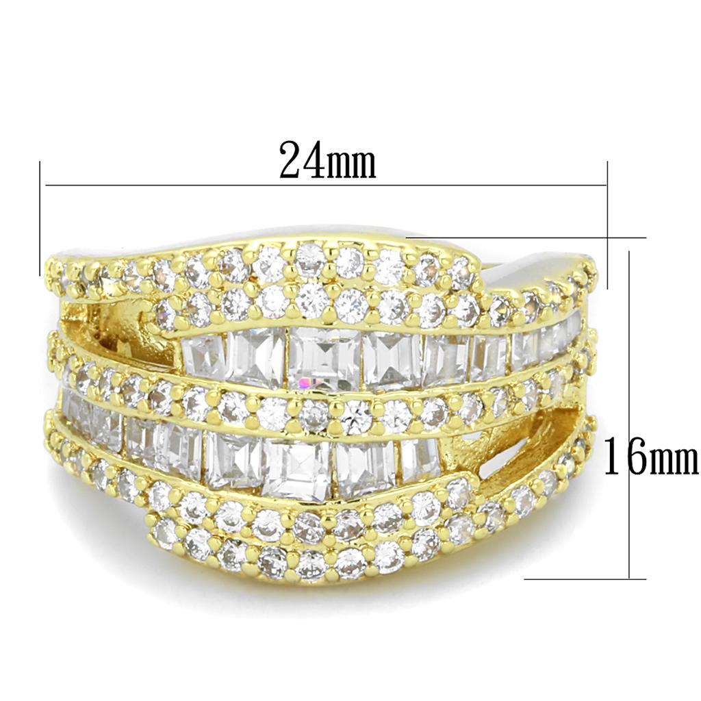 MALO3407 - Gold Brass Ring with AAA Grade CZ in Clear