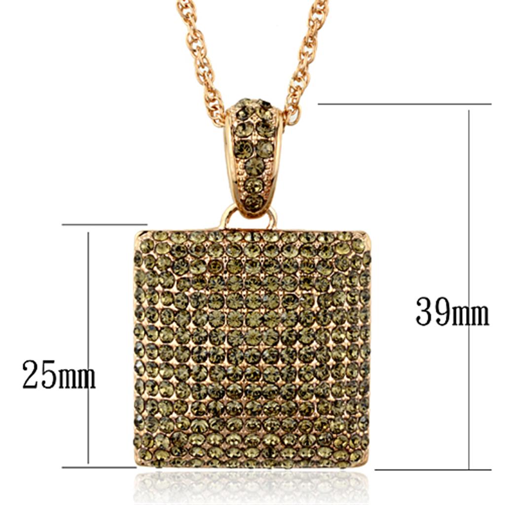 MALO3472 - Rose Gold Brass Chain Pendant with Top Grade Crystal in Smoked Quartz