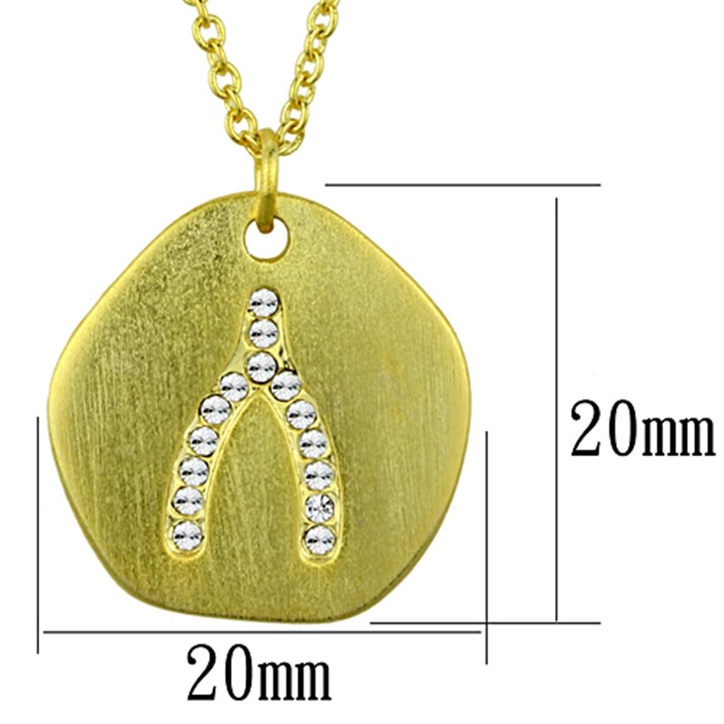 MALO3479 - Gold & Brush Brass Chain Pendant with Top Grade Crystal in Clear