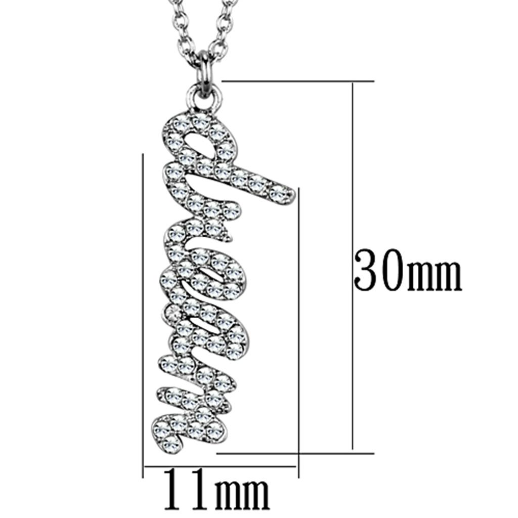 MALO3489 - Rhodium Brass Chain Pendant with Top Grade Crystal in Clear