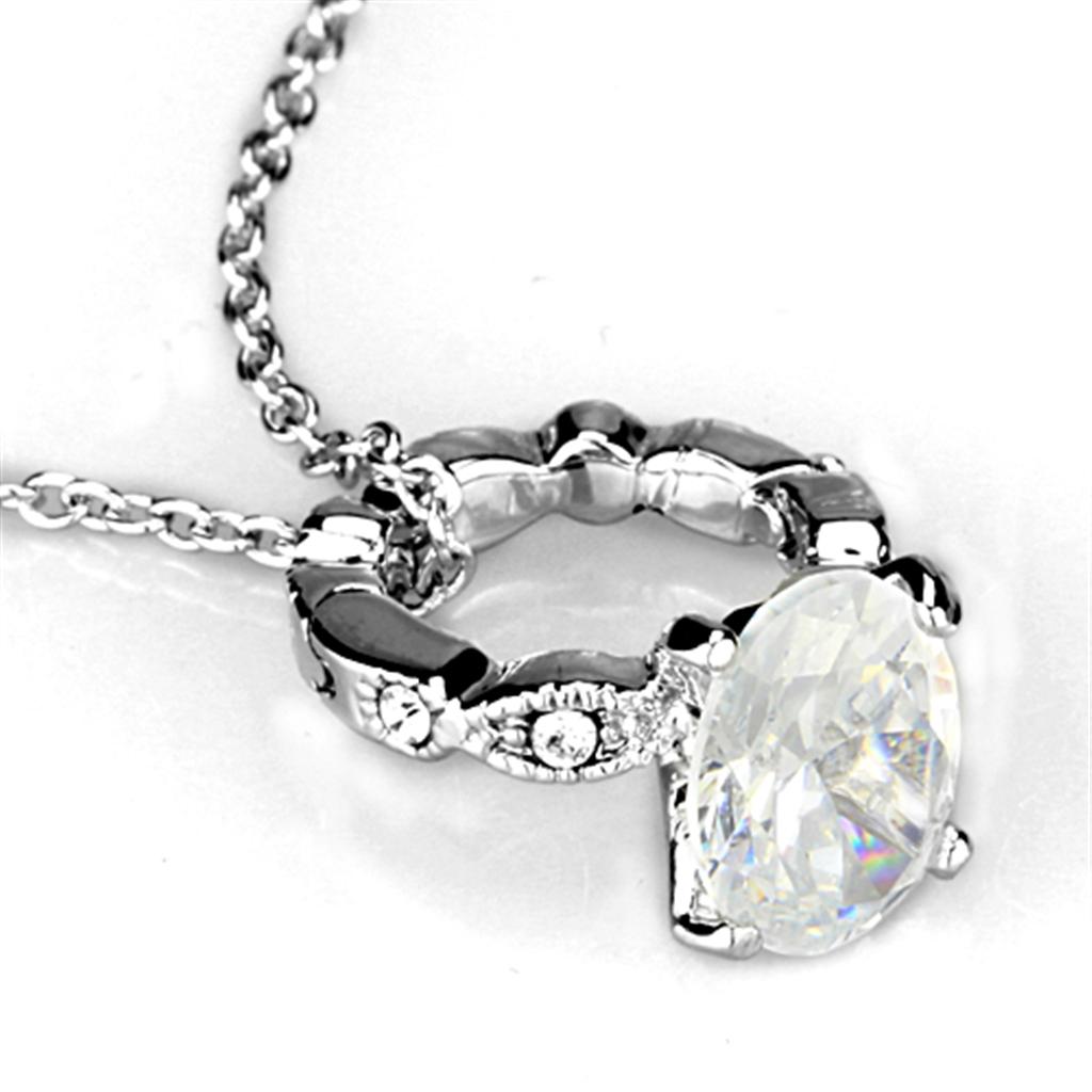 MALO3494 - Rhodium Brass Pendant with AAA Grade CZ in Clear