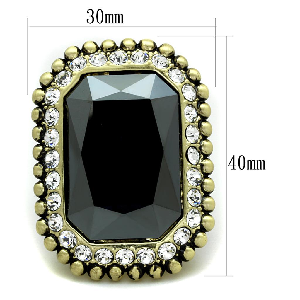 MALO3511 - Gold & Brush Brass Ring with Top Grade Crystal in Hematite