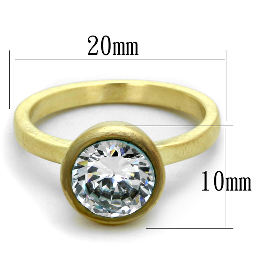 MALO3538 - Gold & Brush Brass Ring with AAA Grade CZ in Clear