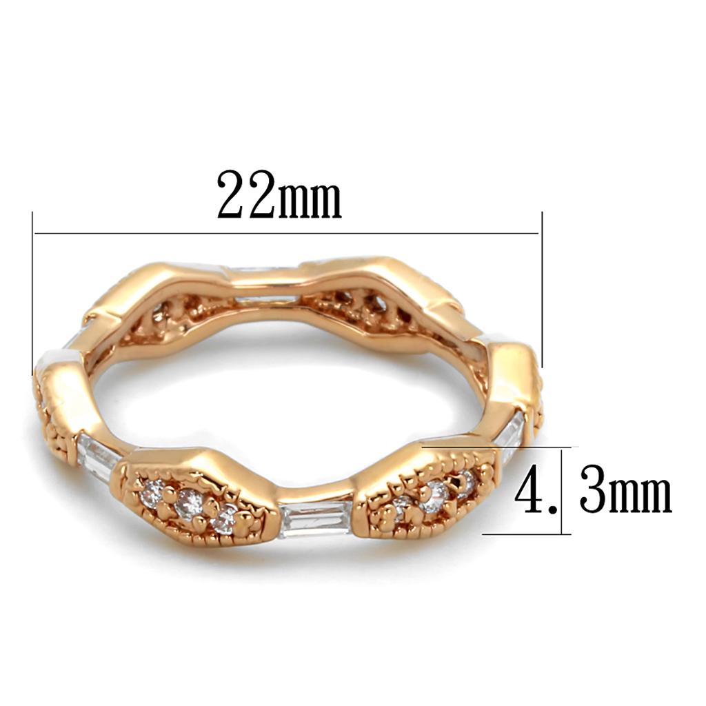MALO3553 - Rose Gold Brass Ring with AAA Grade CZ in Clear