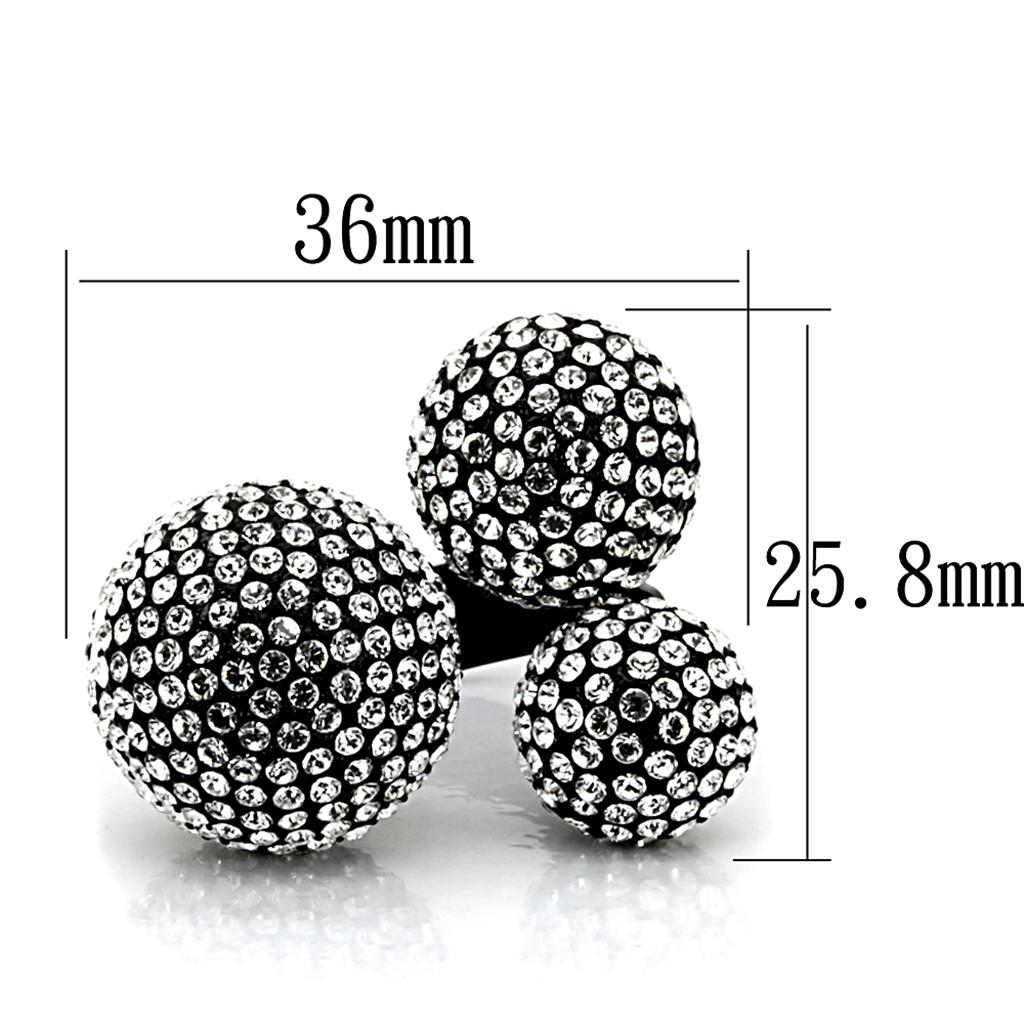 MALO3591 - TIN Cobalt Black Brass Ring with Top Grade Crystal in Clear