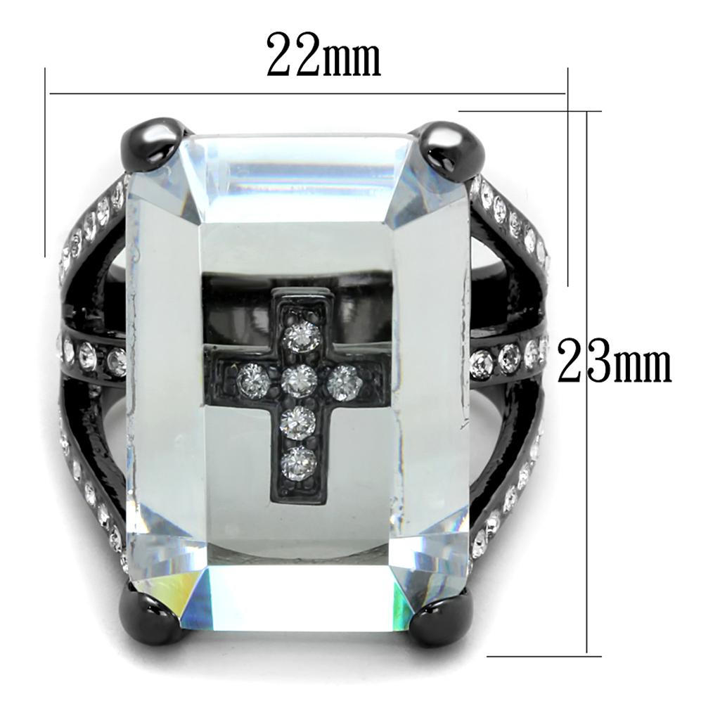 MALO3593 - TIN Cobalt Black Brass Ring with AAA Grade CZ in Clear