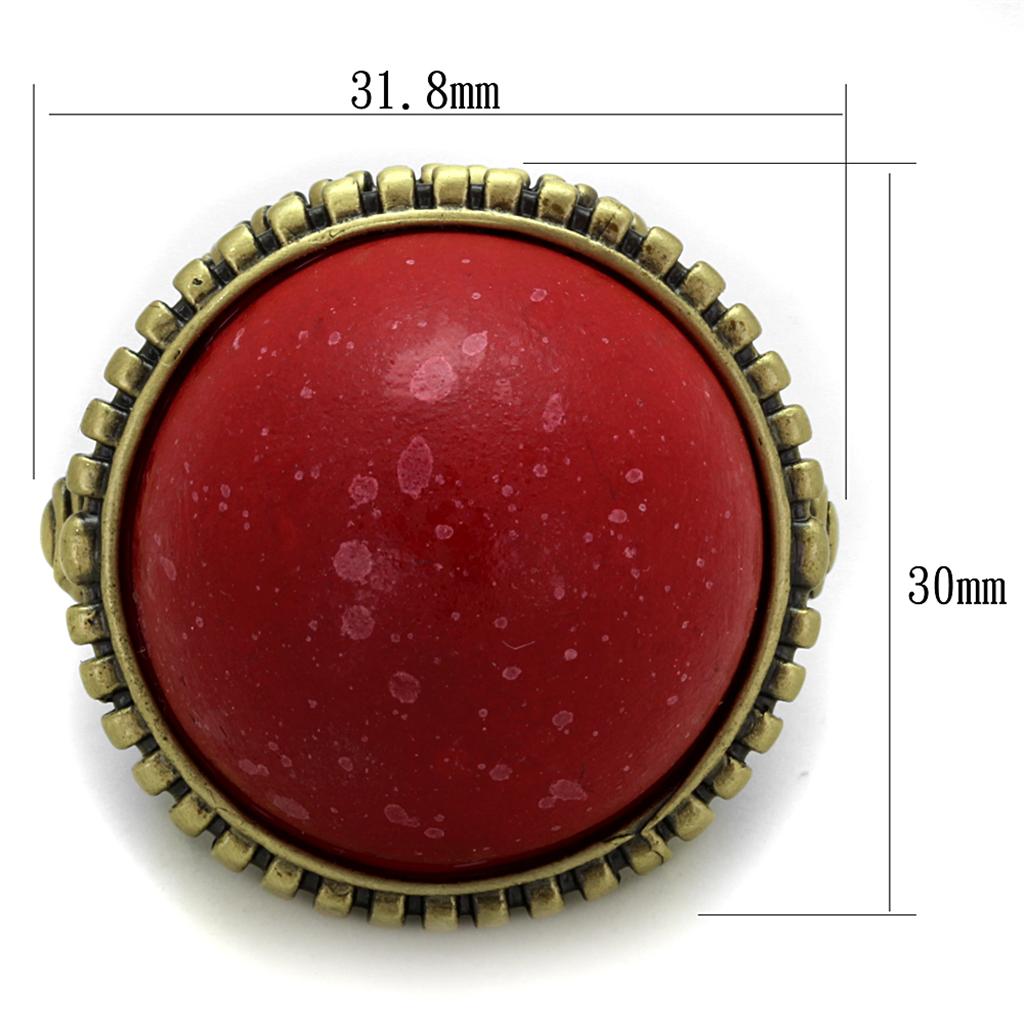 MALO3603 - Antique Copper Brass Ring with Synthetic Synthetic Stone in Siam