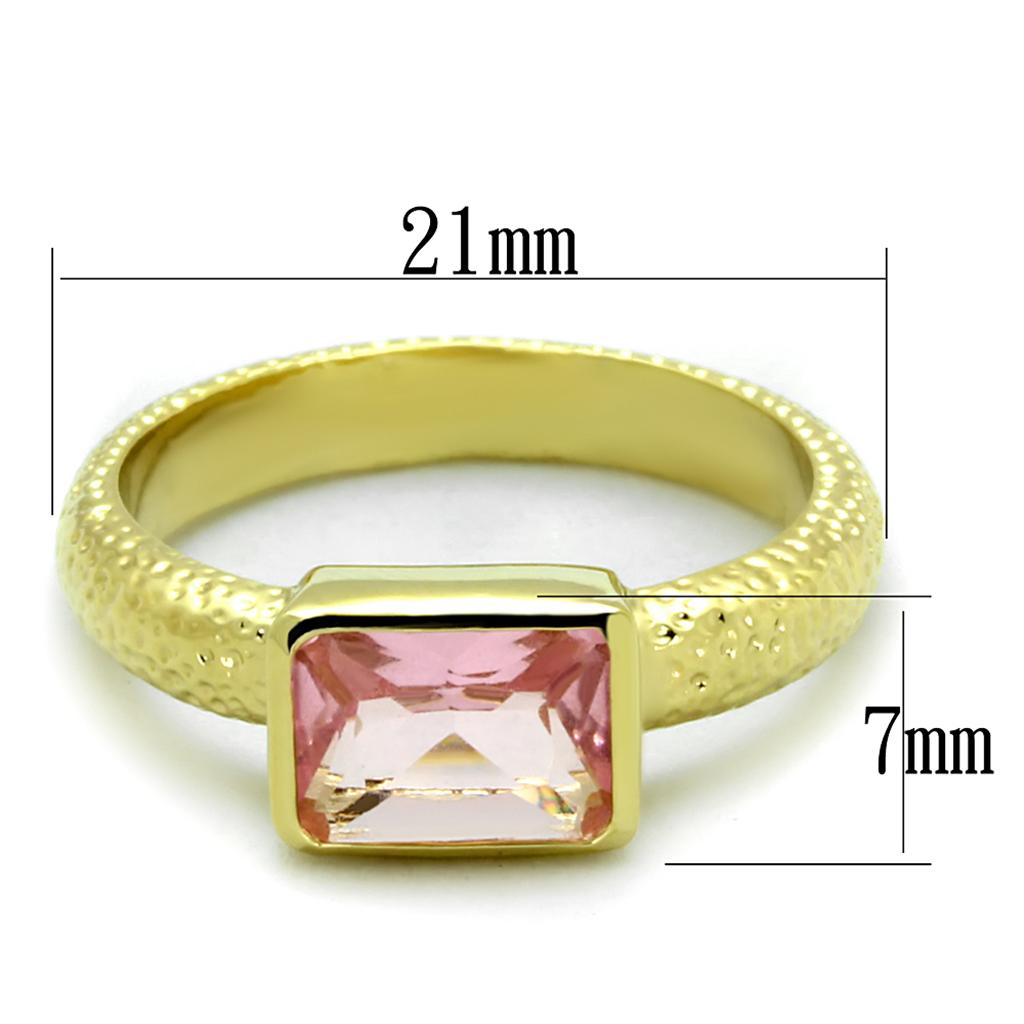 MALO3638 - Gold Brass Ring with Synthetic Synthetic Glass in Rose