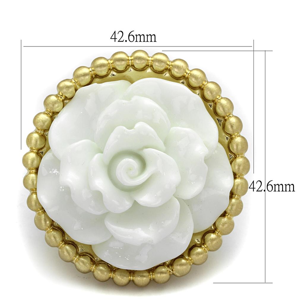 MALO3660 - Gold & Brush Brass Ring with Synthetic Synthetic Stone in White