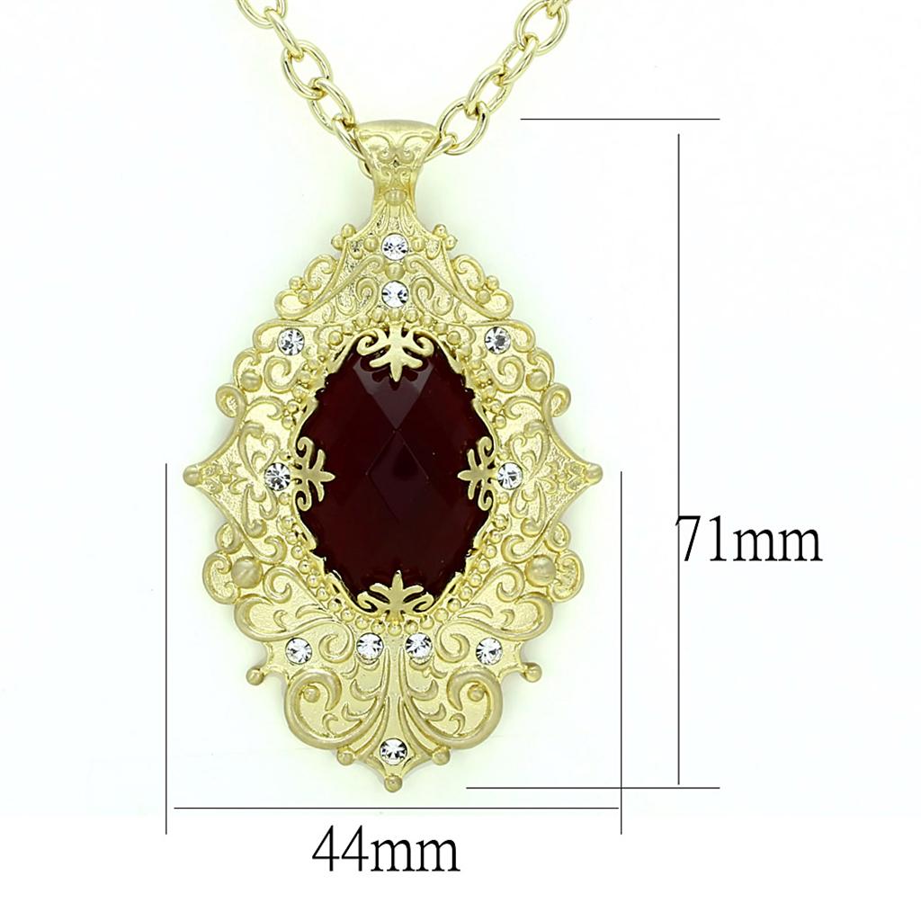 MALO3670 - Gold & Brush Brass Chain Pendant with Synthetic Synthetic Glass in Siam