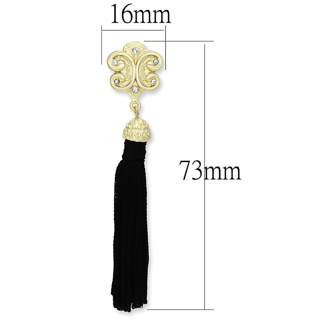 MALO3677 - Gold & Brush Brass Earrings with Top Grade Crystal in Clear