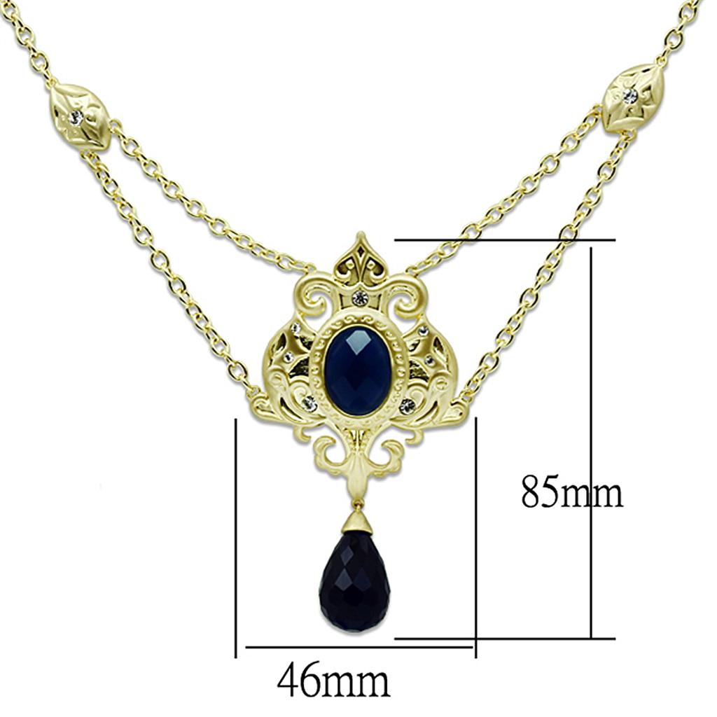 MALO3681 - Gold & Brush Brass Chain Pendant with Synthetic Synthetic Glass in Montana