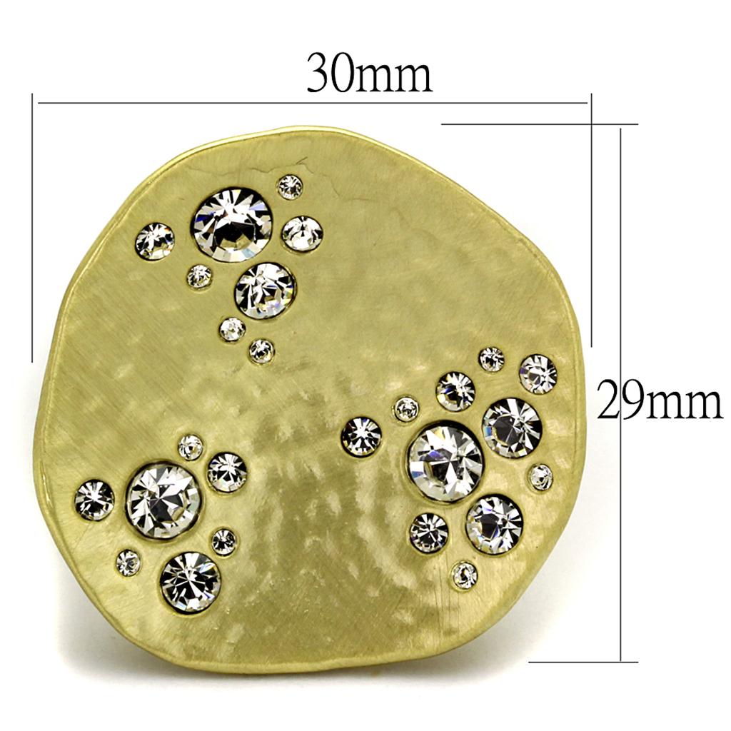 MALO3694 - Gold & Brush Brass Ring with Top Grade Crystal in Clear