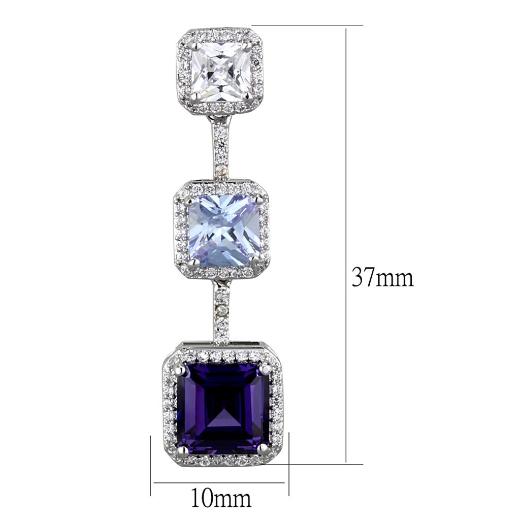 MALO3754 - Rhodium Brass Earrings with AAA Grade CZ in Amethyst
